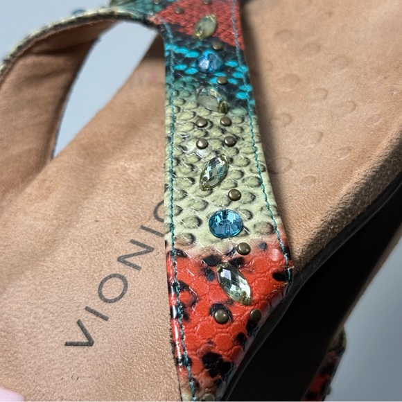 Vionic Lucia Women's Embellished Blue Teal Snake Thong Sandals Women’s Size 9.5 - Picture 5 of 10